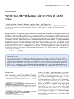 Opponent Identity Influences Value Learning in Simple Games