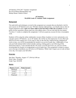 Statistics AP Assignment - Bishop Dunne Catholic School