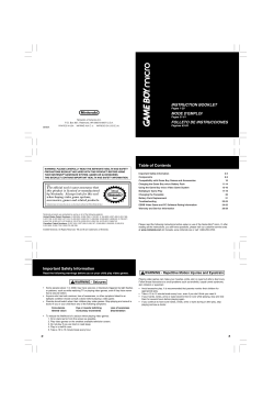 Important Safety Information INSTRUCTION BOOKLET