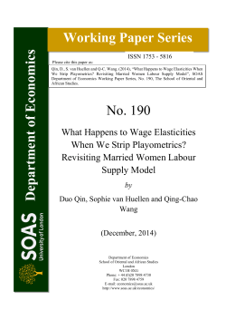 SOAS Department of Economics Working Paper Series No XXX