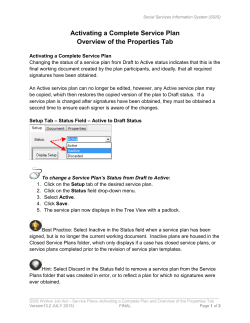 Activating a Complete Plan and Overview of the Properties