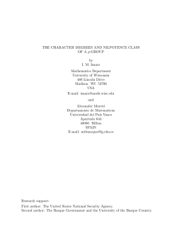 THE CHARACTER DEGREES AND NILPOTENCE CLASS OF A p
