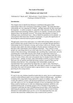 The Value of Parenting - University of Warwick