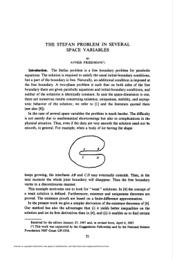 THE STEFAN PROBLEM IN SEVERAL SPACE VARIABLES