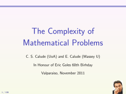 The Complexity of [1ex] Mathematical Problems