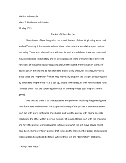 Mahina Kaholokula Math 7: Mathematical Puzzles 23 May 2013 The