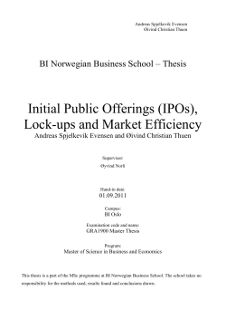 Initial Public Offerings (IPOs), Lock-ups and Market