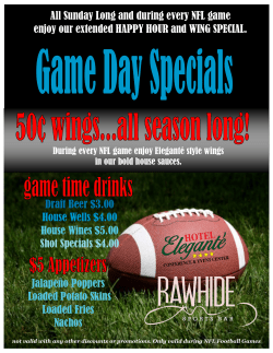All Sunday Long and during every NFL game enjoy