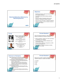Maximize Medication Adherence by Minimizing Barriers Objectives