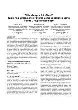 Exploring Dimensions of Digital Game Experience using Focus Group