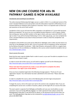 NEW ON LINE COURSE FOR ARs IN PATHWAY GAMES IS NOW