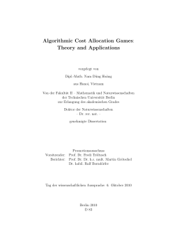 Algorithmic Cost Allocation Games: Theory and