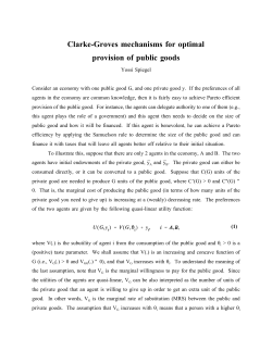 Clarke-Groves mechanisms for optimal provision of public goods