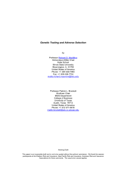 Genetic Testing and Adverse Selection