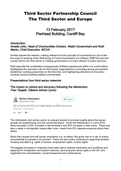 Presentations from third sector networks The impact on