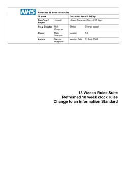 18 Weeks Rules Suite Refreshed 18 week clock rules Change to an