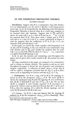 ON THE WEIERSTRASS PREPARATION THEOREM Introduction