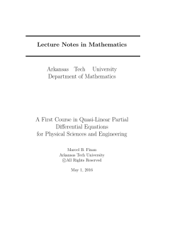 A First Course in Quasi-Linear Partial Differential Equations for