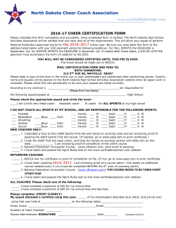 Certified Coach Application - North Dakota Cheer Coach Association