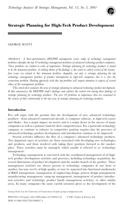 Strategic Planning for High-Tech Product