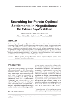Searching for Pareto-Optimal Settlements in Negotiations: