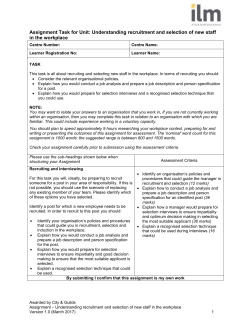 Understanding Recruitment and Selection of New Staff in the