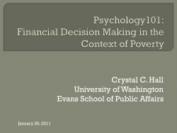 Behavioral Economics 101: Decision Making in the Context of Povery