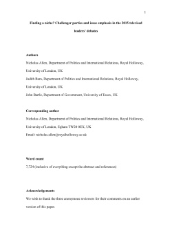 Paper 1: The 2015 televised debates: different rules, same strategies