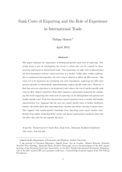 Sunk Costs of Exporting and the Role of Experience in International
