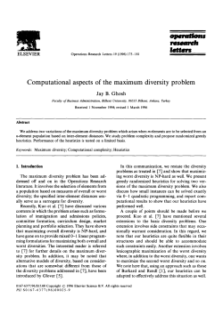 Computational aspects of the maximum diversity problem