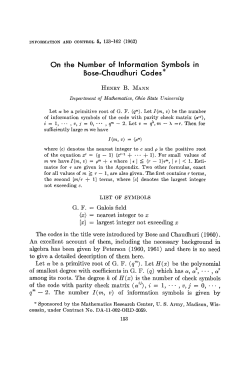 On the Number of Information Symbols in Bose