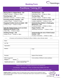 Booking Form - Parenting NI