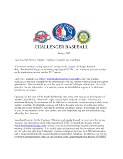 2017 Challenger Welcome Letter