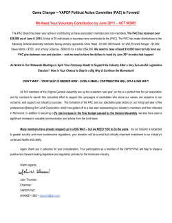 Game Changer -- VAPCP Political Action Committee (PAC) is