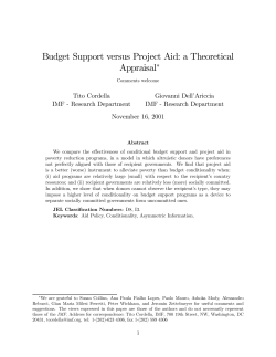 Budget Support versus Project Aid: a Theoretical Appraisal