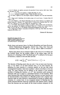 Hardy classes and operator theory, by Marvin