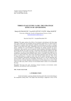 three-stage entry game: the strategic effects of advertising