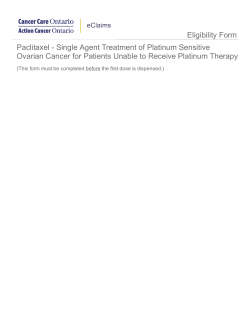 Paclitaxel Single Agent Treatment of Platinum Sensitive Ovarian