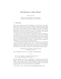 Introduction to Type Theory - Institute for Computing and Information