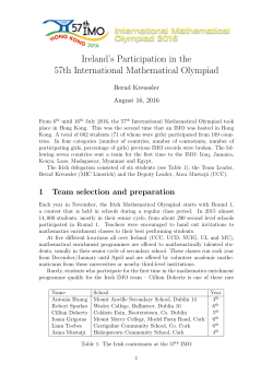 Team Leader`s report - of the Irish Mathematical Olympiad