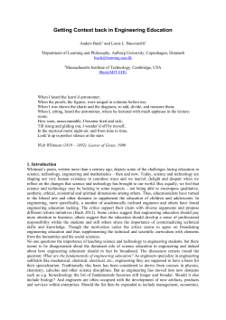 Getting Context back in Engineering Education