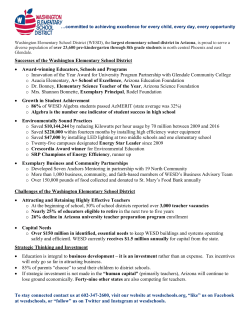 Successes of the Washington Elementary School District &bull; Award