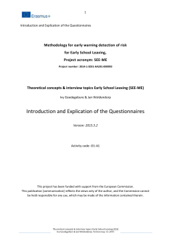 The project &ldquo;Methodology for Early warning Detection of Risk