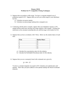 Problem Set #7: Competitive Pricing Techniques