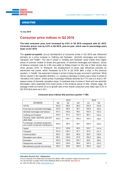 Consumer price indices in Q2 2016