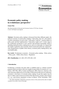 Economic policy making in evolutionary perspective