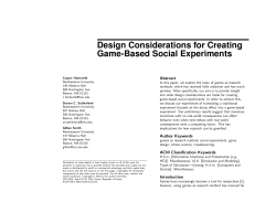 Design Considerations for Creating Game