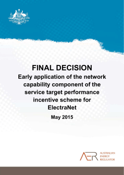 AER final decision - ElectraNet proposal for the early application of