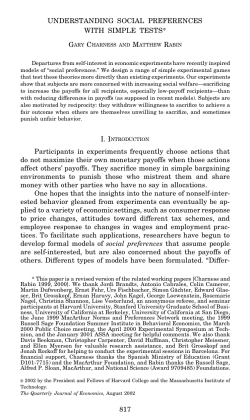 UNDERSTANDING SOCIAL PREFERENCES WITH SIMPLE TESTS
