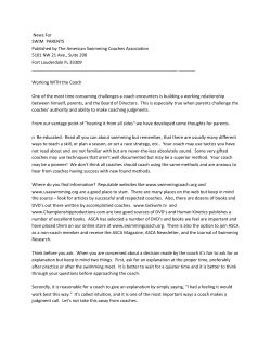 News For SWIM PARENTS Published by The American Swimming